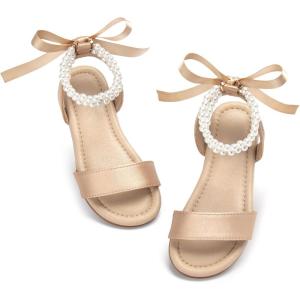 imageOtter MOMO Girls Open Toe Princess Flat Sandals with Comfort Sole Summer SandalsDt18 Champagne