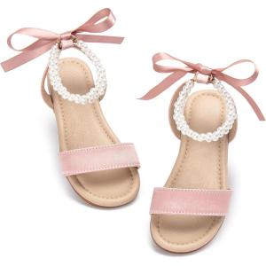imageOtter MOMO Girls Open Toe Princess Flat Sandals with Comfort Sole Summer SandalsDt18 Pink