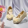 imageOtter MOMO Toddler Little Girls Princess Shoes Mary Jane Ballerina Flats Flower Girl Dress ShoesDf19gold