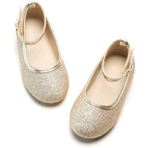 imageOtter MOMO Toddler Little Girls Princess Shoes Mary Jane Ballerina Flats Flower Girl Dress ShoesD321gold