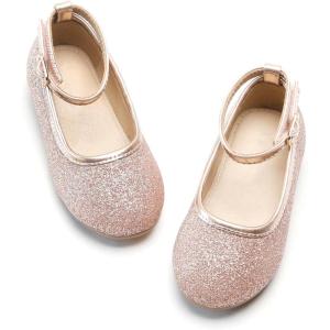 imageOtter MOMO Toddler Little Girls Princess Shoes Mary Jane Ballerina Flats Flower Girl Dress ShoesD321pink