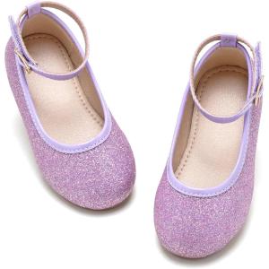 imageOtter MOMO Toddler Little Girls Princess Shoes Mary Jane Ballerina Flats Flower Girl Dress ShoesD321purple