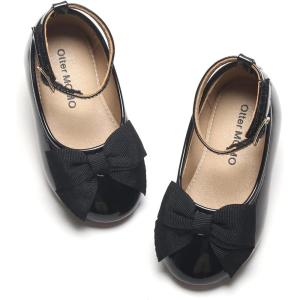 imageOtter MOMO Toddler Little Girls Princess Shoes Mary Jane Ballerina Flats Flower Girl Dress ShoesD753black