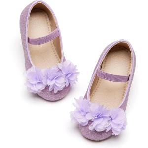 imageOtter MOMO Toddler Little Girls Princess Shoes Mary Jane Ballerina Flats Flower Girl Dress ShoesDf19purple