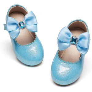 imageOtter MOMO Toddler Little Girls Princess Shoes Mary Jane Ballerina Flats Flower Girl Dress ShoesDf30blue