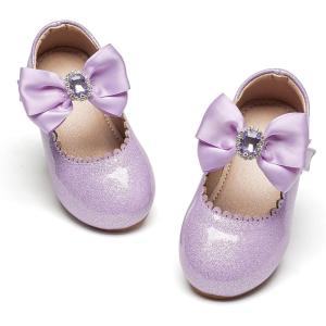 imageOtter MOMO Toddler Little Girls Princess Shoes Mary Jane Ballerina Flats Flower Girl Dress ShoesDf30purple