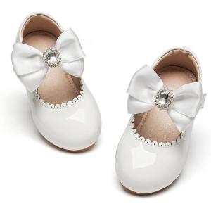 imageOtter MOMO Toddler Little Girls Princess Shoes Mary Jane Ballerina Flats Flower Girl Dress ShoesDf30white