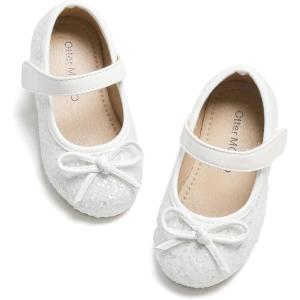 imageOtter MOMO Toddler Little Girls Princess Shoes Mary Jane Ballerina Flats Flower Girl Dress ShoesDf701white