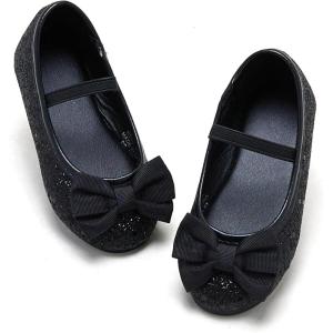 imageOtter MOMO Toddler Little Girls Princess Shoes Mary Jane Ballerina Flats Flower Girl Dress ShoesDh25black