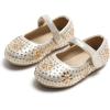 imageOtter MOMO Toddler Little Girls Party Dress Princess Shoes Slip On Mary Jane Ballerina Flats ShoesDf01gold