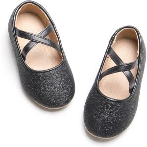 imageOtter MOMO Toddler Little Girls Party Dress Princess Shoes Slip On Mary Jane Ballerina Flats ShoesD737black