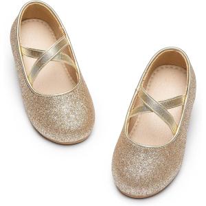 imageOtter MOMO Toddler Little Girls Party Dress Princess Shoes Slip On Mary Jane Ballerina Flats ShoesD737gold