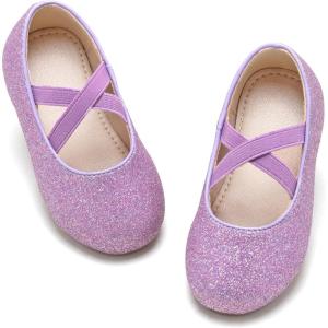 imageOtter MOMO Toddler Little Girls Party Dress Princess Shoes Slip On Mary Jane Ballerina Flats ShoesD737purple