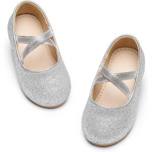 imageOtter MOMO Toddler Little Girls Party Dress Princess Shoes Slip On Mary Jane Ballerina Flats ShoesD737silver