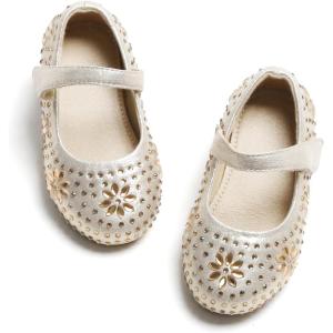 imageOtter MOMO Toddler Little Girls Party Dress Princess Shoes Slip On Mary Jane Ballerina Flats ShoesDf01gold