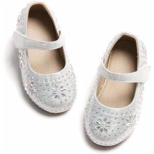 imageOtter MOMO Toddler Little Girls Party Dress Princess Shoes Slip On Mary Jane Ballerina Flats ShoesDf01silver