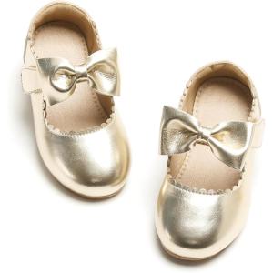 imageOtter MOMO Toddler Little Girls Party Dress Princess Shoes Slip On Mary Jane Ballerina Flats ShoesDf07gold