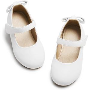 imageOtter MOMO Toddler Little Girls Party Dress Princess Shoes Slip On Mary Jane Ballerina Flats ShoesDf10white