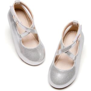 imageOtter MOMO Toddler Little Girls Party Dress Princess Shoes Slip On Mary Jane Ballerina Flats ShoesDf22silver