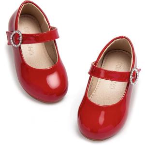 imageOtter MOMO Toddler Little Girls Party Dress Princess Shoes Slip On Mary Jane Ballerina Flats ShoesDf23red