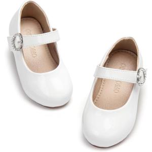 imageOtter MOMO Toddler Little Girls Party Dress Princess Shoes Slip On Mary Jane Ballerina Flats ShoesDf23white
