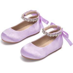 imageOtter MOMO Toddler Little Girls Party Dress Princess Shoes Slip On Mary Jane Ballerina Flats ShoesDf25purple