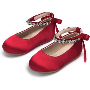 imageOtter MOMO Toddler Little Girls Party Dress Princess Shoes Slip On Mary Jane Ballerina Flats ShoesDf25red