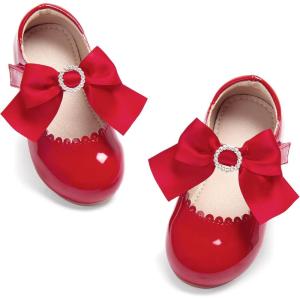imageOtter MOMO Toddler Little Girls Party Dress Princess Shoes Slip On Mary Jane Ballerina Flats ShoesDf26red