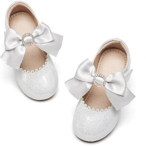 imageOtter MOMO Toddler Little Girls Party Dress Princess Shoes Slip On Mary Jane Ballerina Flats ShoesDf26silver