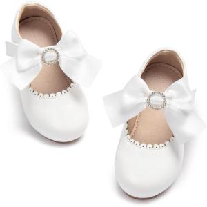 imageOtter MOMO Toddler Little Girls Party Dress Princess Shoes Slip On Mary Jane Ballerina Flats ShoesDf26white