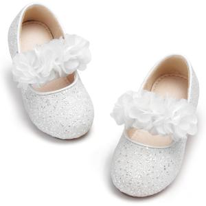 imageOtter MOMO Toddler Little Girls Party Dress Princess Shoes Slip On Mary Jane Ballerina Flats ShoesDf27white