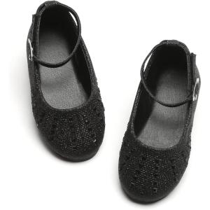 imageOtter MOMO Toddler Little Girls Party Dress Princess Shoes Slip On Mary Jane Ballerina Flats ShoesDh21black