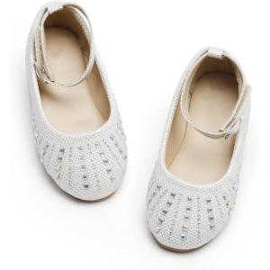 imageOtter MOMO Toddler Little Girls Party Dress Princess Shoes Slip On Mary Jane Ballerina Flats ShoesDh21white