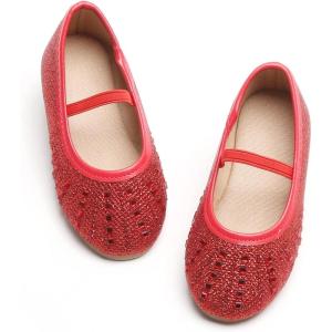 imageOtter MOMO Toddler Little Girls Party Dress Princess Shoes Slip On Mary Jane Ballerina Flats ShoesDh22red