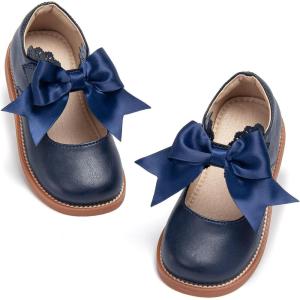 imageOtter MOMO ToddlerLittle Girls Mary Jane Ballerina Flats Shoes Slipon School Party Dress ShoesD761navy Blue