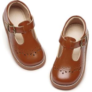 imageOtter MOMO ToddlerLittle Girls Mary Jane Ballerina Flats Shoes Slipon School Party Dress ShoesD764brown