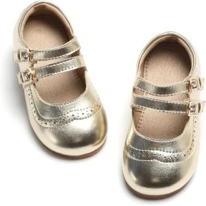 imageOtter MOMO ToddlerLittle Girls Mary Jane Ballerina Flats Shoes Slipon School Party Dress ShoesDf08gold