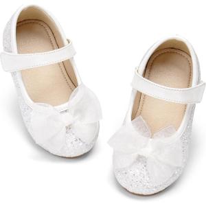 image:imageOtter MOMO ToddlerLittle Girls Mary Jane Ballerina Flats Shoes Slipon School Party Dress ShoesD716glitter White