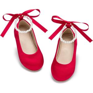 image:imageOtter MOMO ToddlerLittle Girls Mary Jane Ballerina Flats Shoes Slipon School Party Dress ShoesDf33red