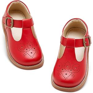 image:imageOtter MOMO Toddler Little Girls Oxford Shoes Mary Jane Flat TStrap School Uniform Party Dress ShoesD750red