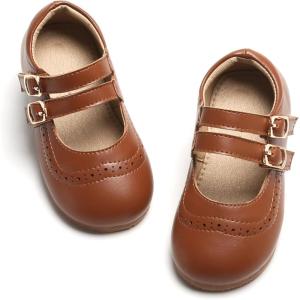 image:imageOtter MOMO Toddler Little Girls Oxford Shoes Mary Jane Flat TStrap School Uniform Party Dress ShoesDf08brown
