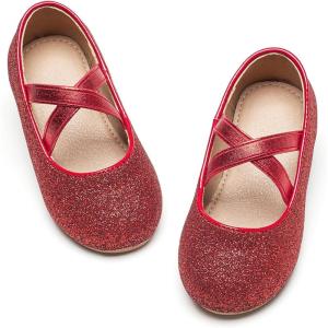image:imageOtter MOMO Toddler Little Girls Princess Shoes Mary Jane Ballerina Flats Flower Girl Dress ShoesD737red