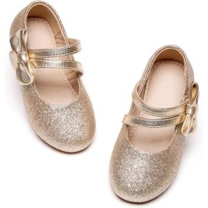 image:imageOtter MOMO Toddler Little Girls Princess Shoes Mary Jane Ballerina Flats Flower Girl Dress ShoesDf21gold