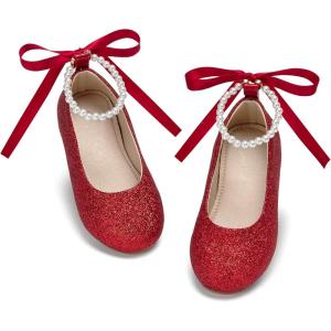 image:imageOtter MOMO Toddler Little Girls Princess Shoes Mary Jane Ballerina Flats Flower Girl Dress ShoesDf34red
