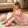 image:imageOtter MOMO Girls Open Toe Princess Flat Sandals with Comfort Sole Summer SandalsDt16 Pink