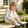 image:imageOtter MOMO Girls Open Toe Princess Flat Sandals with Comfort Sole Summer SandalsDt19 Blue