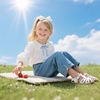 image:imageOtter MOMO Girls Open Toe Princess Flat Sandals with Comfort Sole Summer SandalsDt20 White