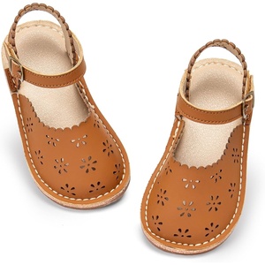 image:imageOtter MOMO Girls Open Toe Princess Flat Sandals with Comfort Sole Summer SandalsDt19 Brown