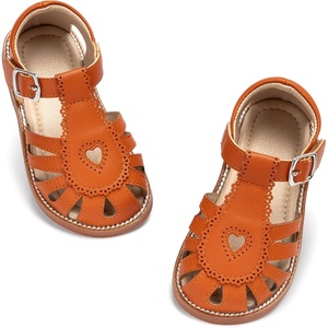 image:imageOtter MOMO Girls Open Toe Princess Flat Sandals with Comfort Sole Summer SandalsDt20 Brown
